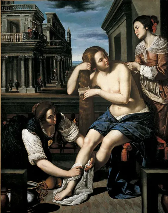 Framed Print : Bathsheba at Her Bath, ca 1637. Artist: Cavallino, Bernardo (1616-1656) Framed Print : Bathsheba at Her Bath, ca 1637. Artist: Cavallino, Bernardo (1616-1656)