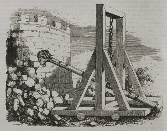 Framed Print : Battering ram - siege weapon, 1852. Creator: Unknown Framed Print : Battering ram - siege weapon, 1852. Creator: Unknown