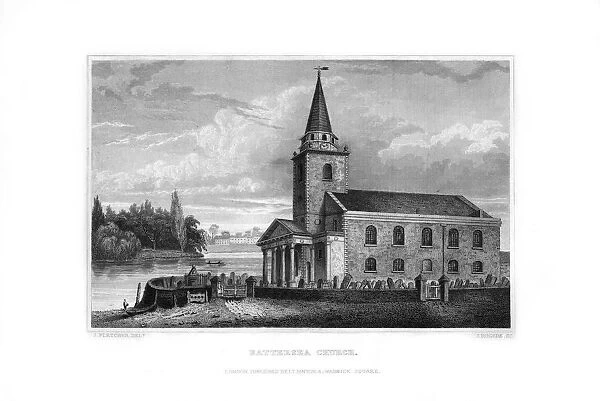 Battersea Church, Battersea, London, 1829. Artist: J Rogers