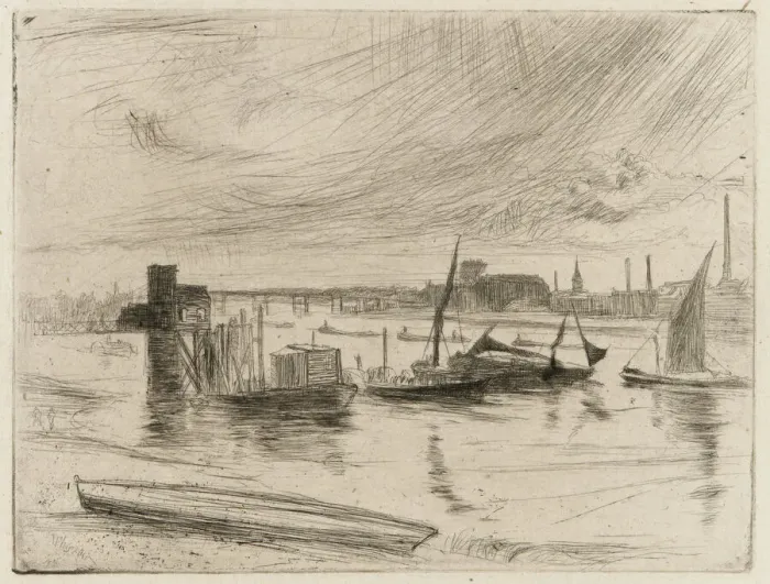 Framed Print : Battersea Dawn (Cadogan Pier), 1861. Creator: James Abbott McNeill Whistler Framed Print : Battersea Dawn (Cadogan Pier), 1861. Creator: James Abbott McNeill Whistler