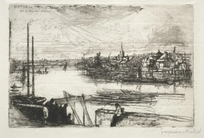 Framed Print : Battersea Reach, 1843. Creator: Francis Seymour Haden (British, 1818-1910) Framed Print : Battersea Reach, 1843. Creator: Francis Seymour Haden (British, 1818-1910)