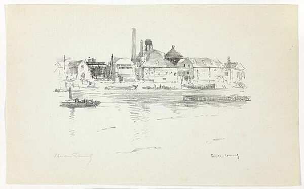 Battersea from the River, Low Tide, 1890-94. Creator: Theodore Roussel