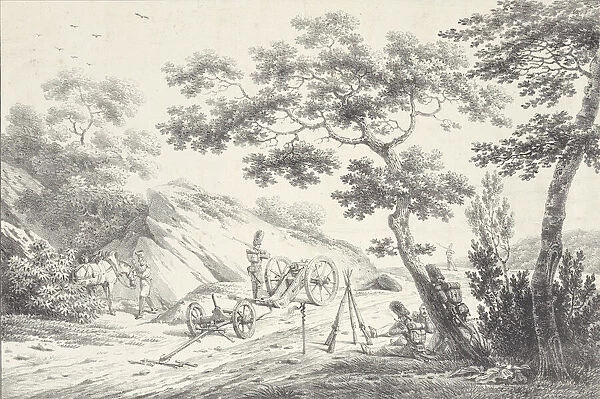The Battery Group, 1817. Creator: Emile Jean-Horace Vernet