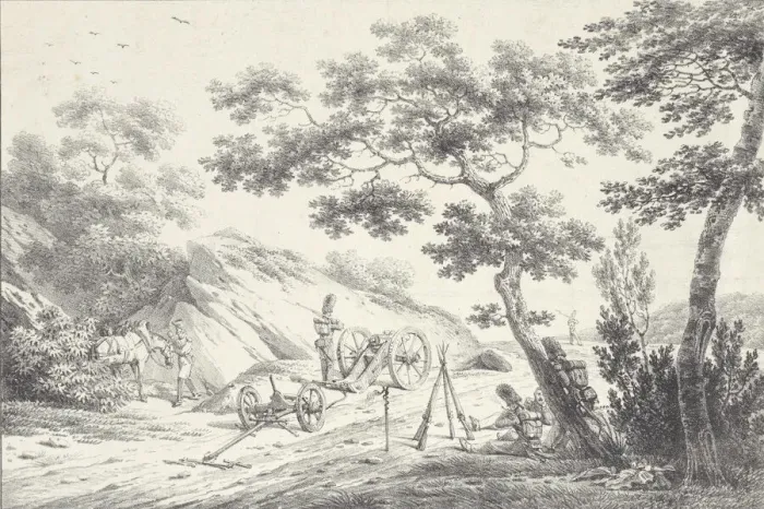 Framed Print : The Battery Group, 1817. Creator: Emile Jean-Horace Vernet Framed Print : The Battery Group, 1817. Creator: Emile Jean-Horace Vernet