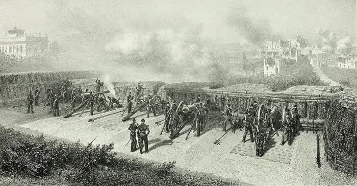 Framed Print : Battery no.10, from Souvenirs d'Italie: Expédition de Rome, 1859. Creator: Auguste Raffet Framed Print : Battery no.10, from Souvenirs d'Italie: Expédition de Rome, 1859. Creator: Auguste Raffet