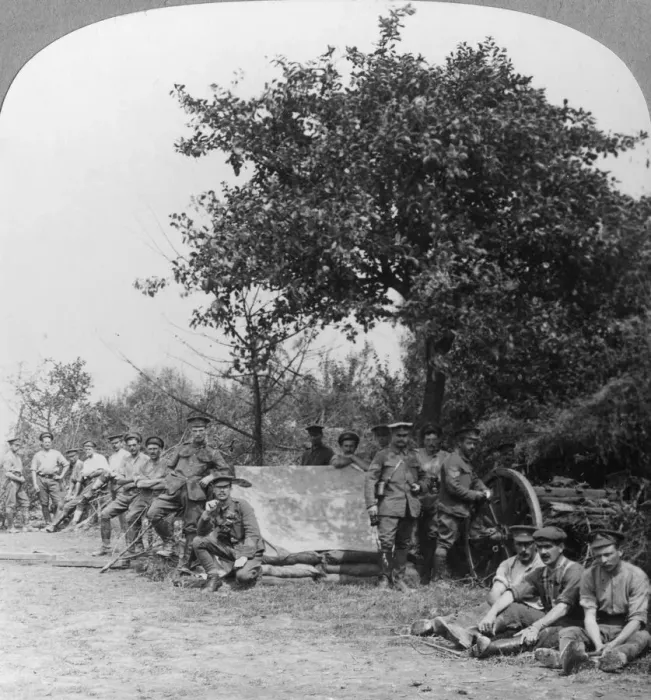 Framed Print : A battery of Royal Field Artillery enjoying a few hours rest in a wood, World War I, c1914-c1918. Artist: Realistic Travels Publishers Framed Print : A battery of Royal Field Artillery enjoying a few hours rest in a wood, World War I, c1914-c1918. Artist: Realistic Travels Publishers