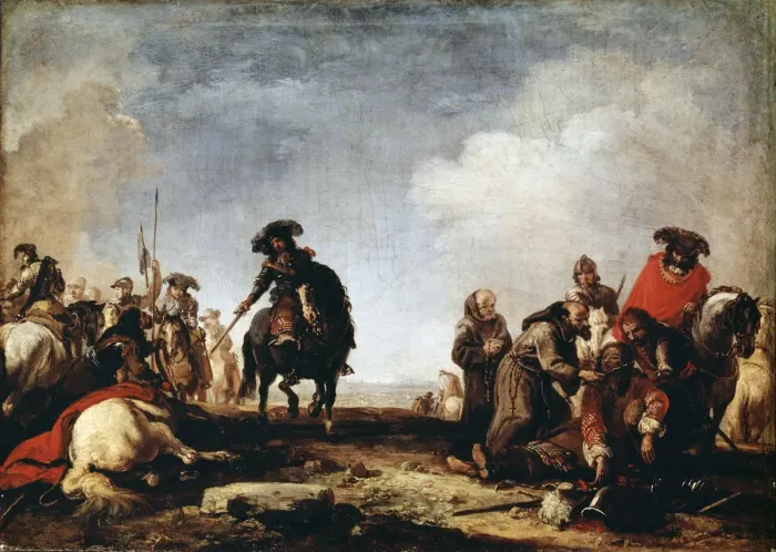 Framed Print : After a Battle, 17th century. Artist: Jacques Courtois Framed Print : After a Battle, 17th century. Artist: Jacques Courtois