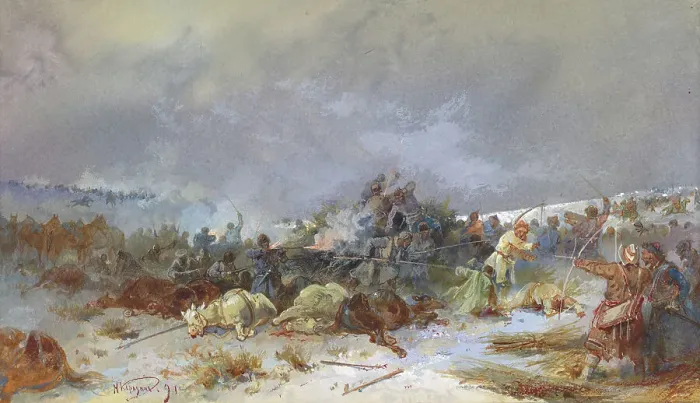 Framed Print : A Battle, 19th century. Creator: Nikolay Nikolaevich Karazin Framed Print : A Battle, 19th century. Creator: Nikolay Nikolaevich Karazin