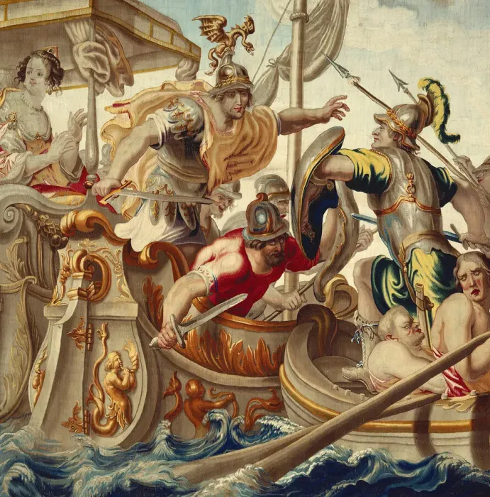 Framed Print : The Battle of Actium from The Story of Caesar and Cleopatra, Brussels, c. 1680 Framed Print : The Battle of Actium from The Story of Caesar and Cleopatra, Brussels, c. 1680