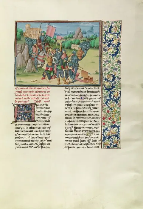Framed Print : The Battle of Aljubarrota, 1385; Chroniques (Book Three), about 1480-1483. Creator: Master of the Soane Josephus Framed Print : The Battle of Aljubarrota, 1385; Chroniques (Book Three), about 1480-1483. Creator: Master of the Soane Josephus