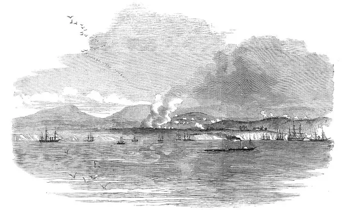 Framed Print : The Battle of the Alma, sketched from the Deck of The Star of the South, 1854. Creator: Unknown. The Battle of the Alma, sketched from the Deck of The Star of the South, 1854. Creator: Unknown Framed Print : The Battle of the Alma, sketched from the Deck of The Star of the South, 1854. Creator: Unknown. The Battle of the Alma, sketched from the Deck of The Star of the South, 1854. Creator: Unknown