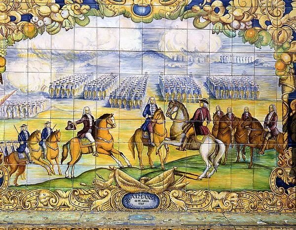 Battle of Almansa in 1707, tile panel located in the Plaza of Spain in Seville