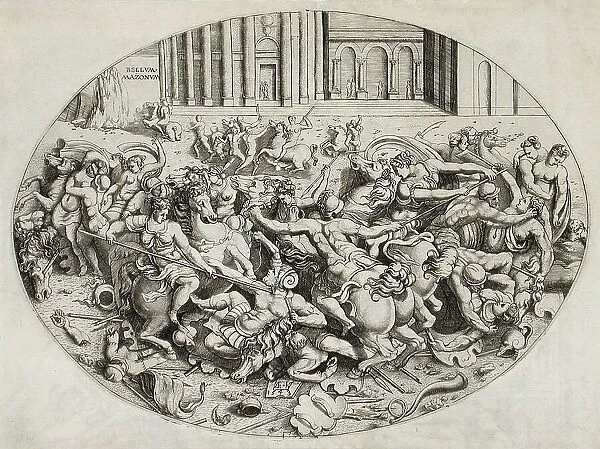 Battle of the Amazons, 1543. Creator: Enea Vico