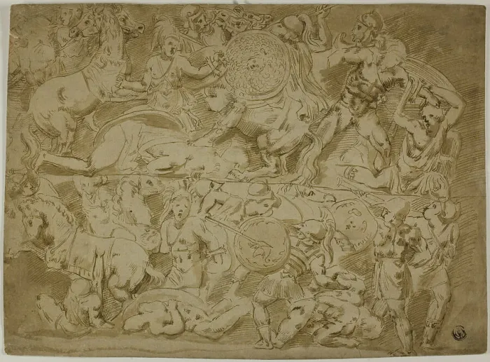 Framed Print : Battle of Amazons, n.d. Creator: Lodovico Carracci Framed Print : Battle of Amazons, n.d. Creator: Lodovico Carracci