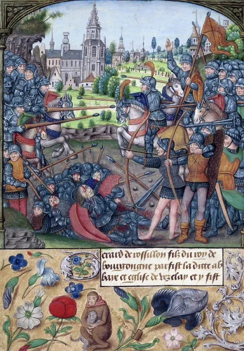 Framed Print : Battle between two armies, c1500. Creator: Unknown Framed Print : Battle between two armies, c1500. Creator: Unknown