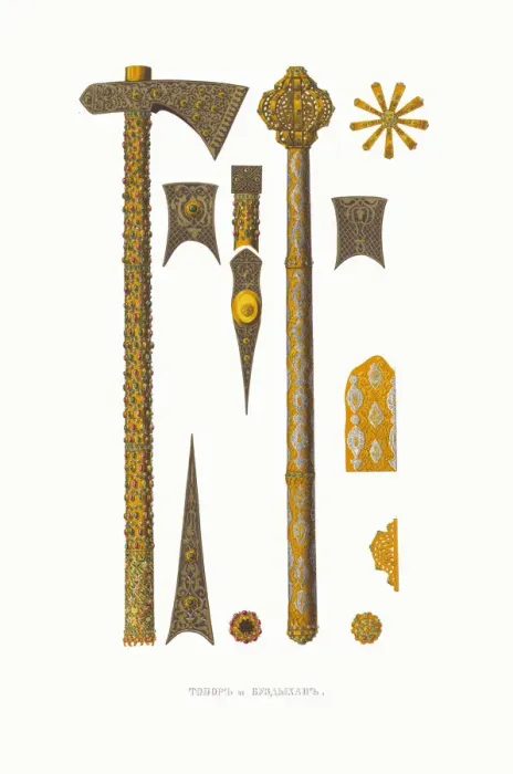 Framed Print : Battle Axe and Buzdygan. From the Antiquities of the Russian State, 1849-1853 Framed Print : Battle Axe and Buzdygan. From the Antiquities of the Russian State, 1849-1853