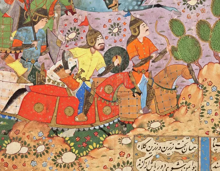 Framed Print : The Battle between Bahram Chubina and Sava Shah (image 2 of 9), c1560. Creator: Unknown Framed Print : The Battle between Bahram Chubina and Sava Shah (image 2 of 9), c1560. Creator: Unknown