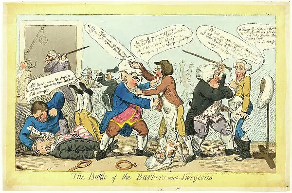 Battle of Barbers and Surgeons, published August 14, 1797. Creator: Isaac Cruikshank
