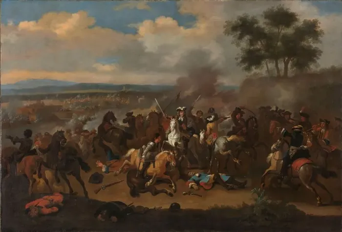 Framed Print : The Battle of the Boyne, Ireland, between Kings James II and William III, 12 July 1690, 1690-1733. Creator: Jan van Huchtenburg Framed Print : The Battle of the Boyne, Ireland, between Kings James II and William III, 12 July 1690, 1690-1733. Creator: Jan van Huchtenburg