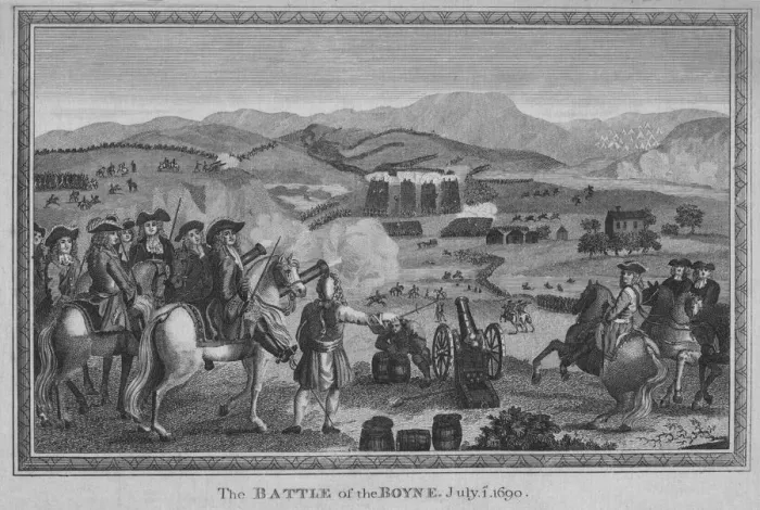 Framed Print : The Battle of the Boyne. July 1st 1690, (1785). Creator: John Goldar Framed Print : The Battle of the Boyne. July 1st 1690, (1785). Creator: John Goldar