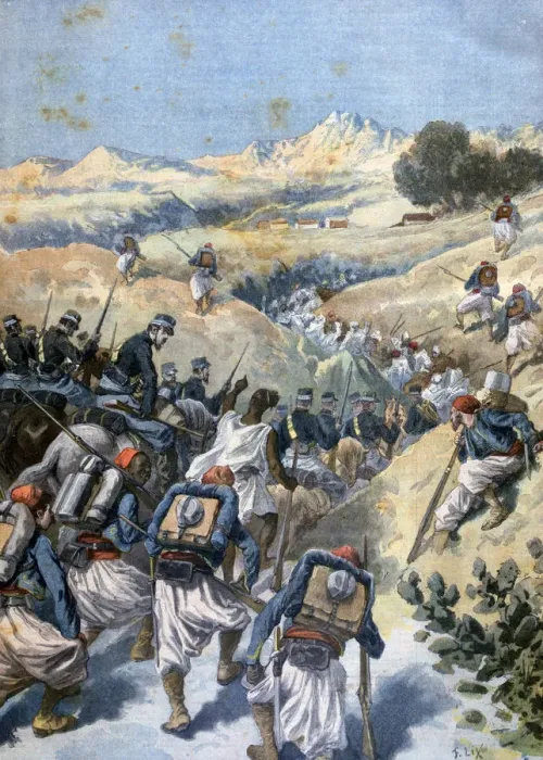 Framed Print : Battle with the Brigands, Algeria, 1892. Artist: Frederic Lix Framed Print : Battle with the Brigands, Algeria, 1892. Artist: Frederic Lix