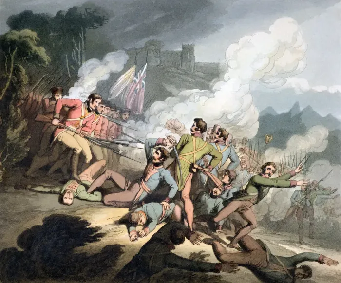 Framed Print : Battle of Busaco, Portugal, 27th September 1810 (1819). Artist: T Fielding Framed Print : Battle of Busaco, Portugal, 27th September 1810 (1819). Artist: T Fielding