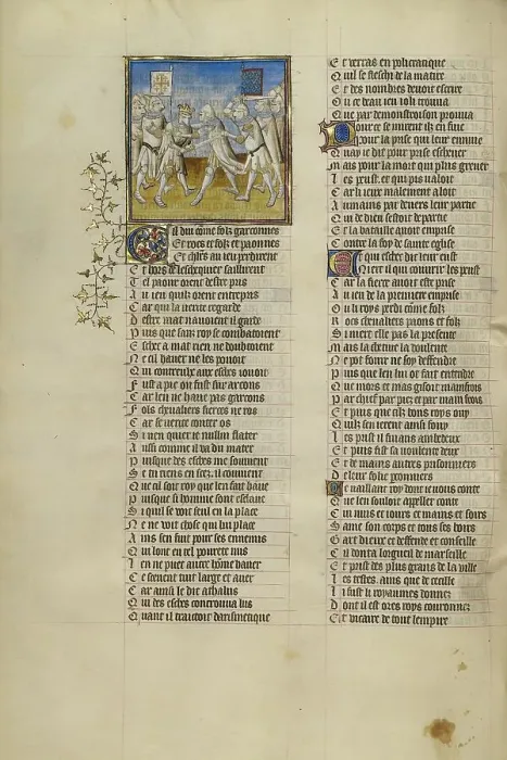 Framed Print : The Battle between Charles of Anjou and Manfred Hohenstaufen for Sicily, about 1405. Creator: Unknown Framed Print : The Battle between Charles of Anjou and Manfred Hohenstaufen for Sicily, about 1405. Creator: Unknown