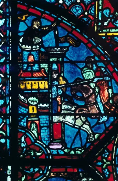 Framed Print : Battle for a city, stained glass, Chartres Cathedral, France, c1225 Framed Print : Battle for a city, stained glass, Chartres Cathedral, France, c1225