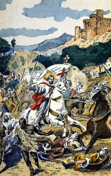 Framed Print : Battle of Clavijo (834), legendary battle where the apostle James made an appearance Framed Print : Battle of Clavijo (834), legendary battle where the apostle James made an appearance
