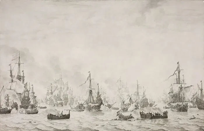 Framed Print : The Battle of the Downs, 1659. Creator: Willem van de Velde I Framed Print : The Battle of the Downs, 1659. Creator: Willem van de Velde I