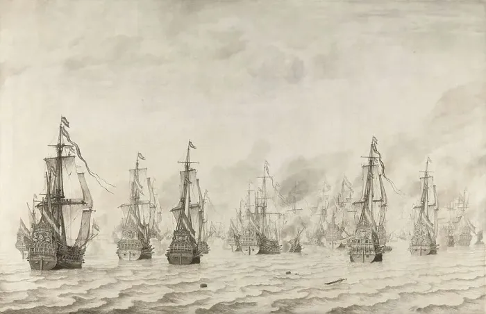 Framed Print : The Battle of Dunkirk, 1659. Creator: Willem van de Velde I Framed Print : The Battle of Dunkirk, 1659. Creator: Willem van de Velde I