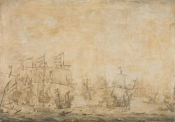 Battle between the Dutch and Swedish Fleets, in the Sound, 8 November 1658, 1658-1693. Creator: Willem van de Velde I