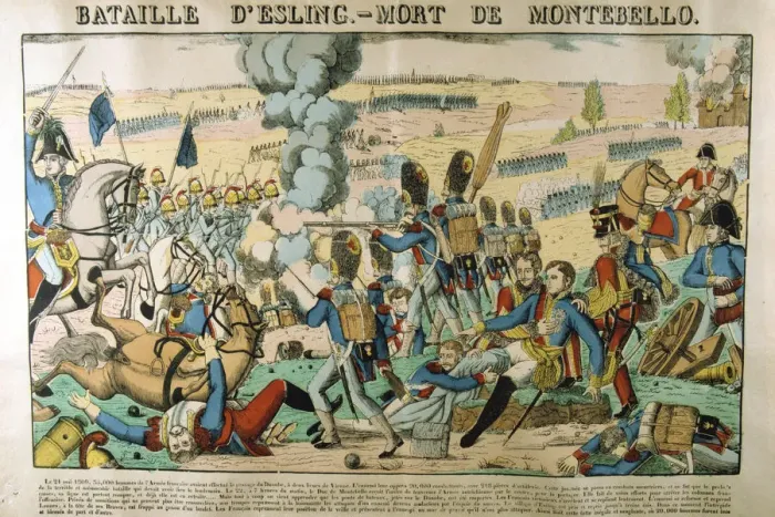 Framed Print : Battle of Essling - Death of Montebello, 21 May 1809, (c1835). Artist: Francois Georgin Framed Print : Battle of Essling - Death of Montebello, 21 May 1809, (c1835). Artist: Francois Georgin