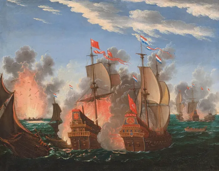 Framed Print : The Battle of Fehmarn on 13 October 1644, 1670. Creator: Kauw, Albrecht (1616-1681) Framed Print : The Battle of Fehmarn on 13 October 1644, 1670. Creator: Kauw, Albrecht (1616-1681)