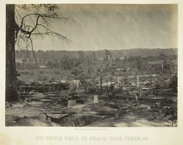 Framed Print : The Battle Field of Peach Tree Creek, Ga. 1864 / 66. Creator: George N. Barnard Framed Print : The Battle Field of Peach Tree Creek, Ga. 1864 / 66. Creator: George N. Barnard