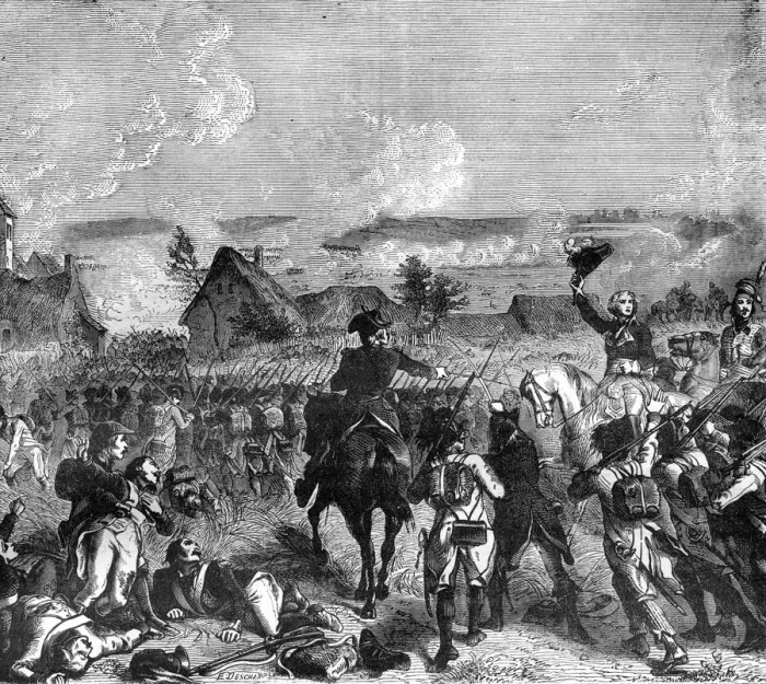 Framed Print : Battle of Fleurus, 16 June 1794 (1882-1884). Artist: E Deschamps Framed Print : Battle of Fleurus, 16 June 1794 (1882-1884). Artist: E Deschamps