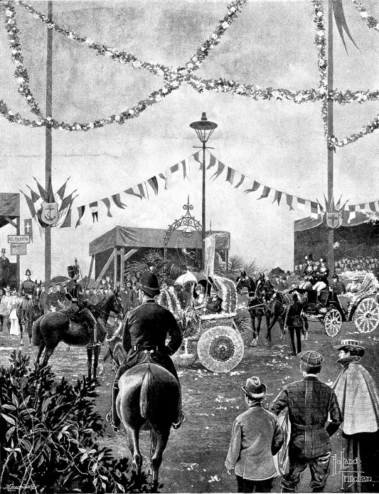 Framed Print : The Battle of Flowers at Eastbourne, 1895. Creator: George Meisenbach Framed Print : The Battle of Flowers at Eastbourne, 1895. Creator: George Meisenbach