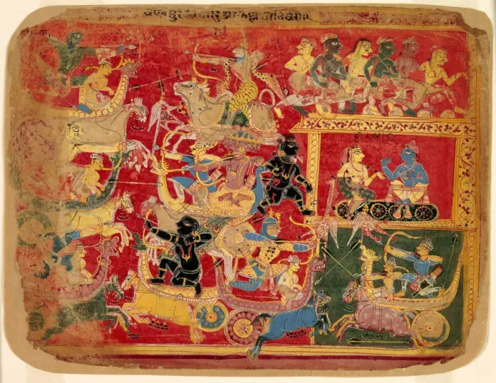 Framed Print : Battle of the Forces of Krishna and Bana, from a copy of the Dispersed Bhagavat Purana Framed Print : Battle of the Forces of Krishna and Bana, from a copy of the Dispersed Bhagavat Purana