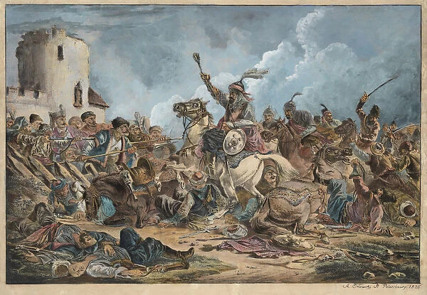 Battle Between the Georgians and Mountain Tribes. Artist: Orlowski (Orlovsky), Alexander Osipovich (1777-1832)