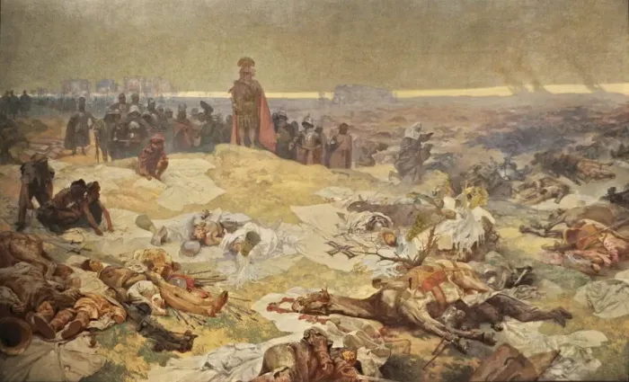 Framed Print : After the Battle of Grunwald. The Solidarity of the Northern Slavs (The cycle The Slav Epic). Artist: Mucha, Alfons Marie (1860-1939) Framed Print : After the Battle of Grunwald. The Solidarity of the Northern Slavs (The cycle The Slav Epic). Artist: Mucha, Alfons Marie (1860-1939)