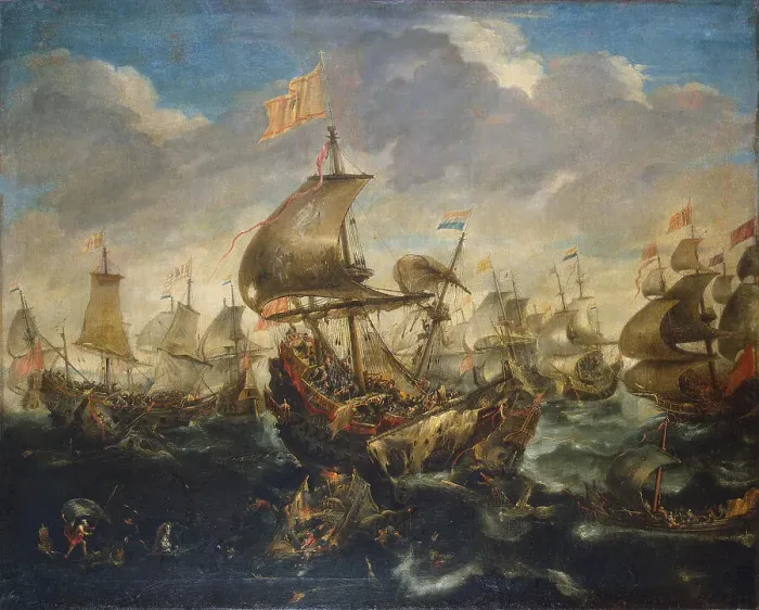 Framed Print : The Battle of Haarlemmermeer on May 26, 1573, 1620s. Artist: Eertvelt, Andries van (1590-1652) Framed Print : The Battle of Haarlemmermeer on May 26, 1573, 1620s. Artist: Eertvelt, Andries van (1590-1652)