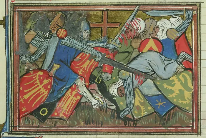 Framed Print : The Battle of Hab on August 14, 1119, 1337. Creator: Maître de Fauvel (active 1314-1340) Framed Print : The Battle of Hab on August 14, 1119, 1337. Creator: Maître de Fauvel (active 1314-1340)