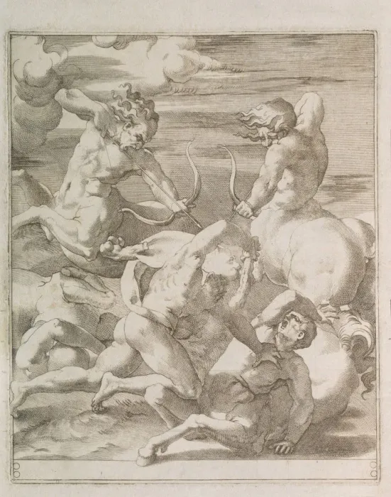 Framed Print : Battle between Hercules and Centaurs, 1527. Artist: Caraglio, Gian Jacopo (1505-1565) Framed Print : Battle between Hercules and Centaurs, 1527. Artist: Caraglio, Gian Jacopo (1505-1565)