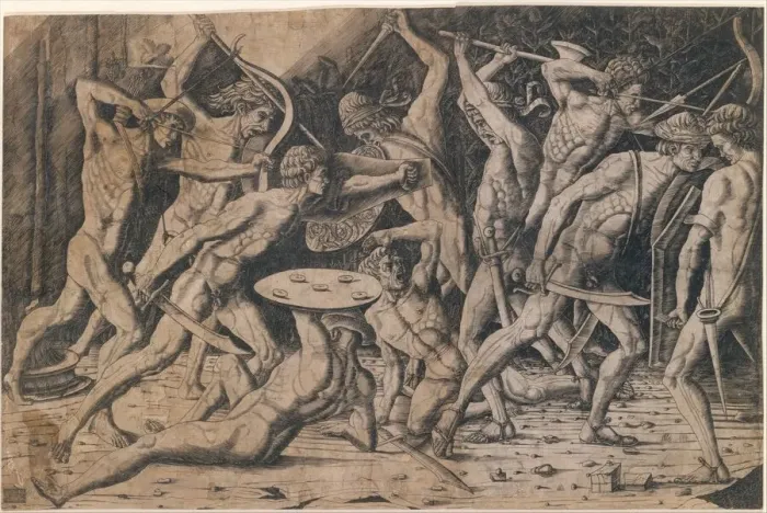 Framed Print : Battle of Hercules and the Giants, 15th century. 15th century. Creator: Anon Framed Print : Battle of Hercules and the Giants, 15th century. 15th century. Creator: Anon