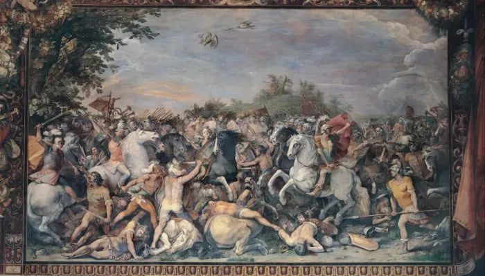 Framed Print : Battle against the inhabitants of Veii and Fidenae, 1598-1599. Artist: Cesari, Giuseppe (1568-1640) Framed Print : Battle against the inhabitants of Veii and Fidenae, 1598-1599. Artist: Cesari, Giuseppe (1568-1640)