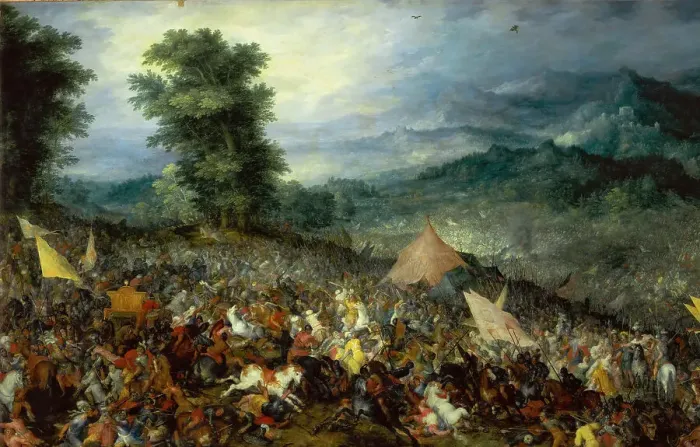 Framed Print : The Battle of Issus, 1602. Creator: Brueghel, Jan, the Elder (1568-1625) Framed Print : The Battle of Issus, 1602. Creator: Brueghel, Jan, the Elder (1568-1625)