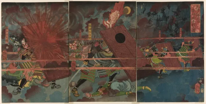 Framed Print : The Battle at Jinju during Masakiyos Conquest of Korea (Masakiyo Sankan taiji, Shinshujo) Framed Print : The Battle at Jinju during Masakiyos Conquest of Korea (Masakiyo Sankan taiji, Shinshujo)