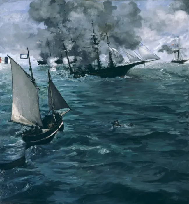Framed Print : The Battle of the Kearsarge and the Alabama, 1864. Artist: Manet, Edouard (1832-1883) Framed Print : The Battle of the Kearsarge and the Alabama, 1864. Artist: Manet, Edouard (1832-1883)