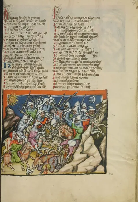 Framed Print : The Battle with the Five Kings of Canaan; Weltchronik, about 1400-1410. Creator: Unknown Framed Print : The Battle with the Five Kings of Canaan; Weltchronik, about 1400-1410. Creator: Unknown