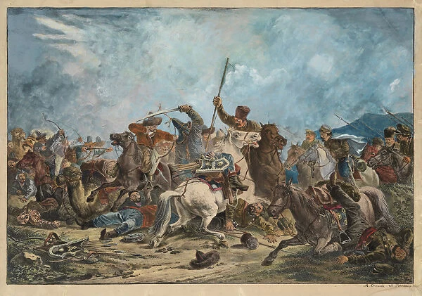 Battle between the Kirghiz and Cossacks. Artist: Orlowski (Orlovsky), Alexander Osipovich
